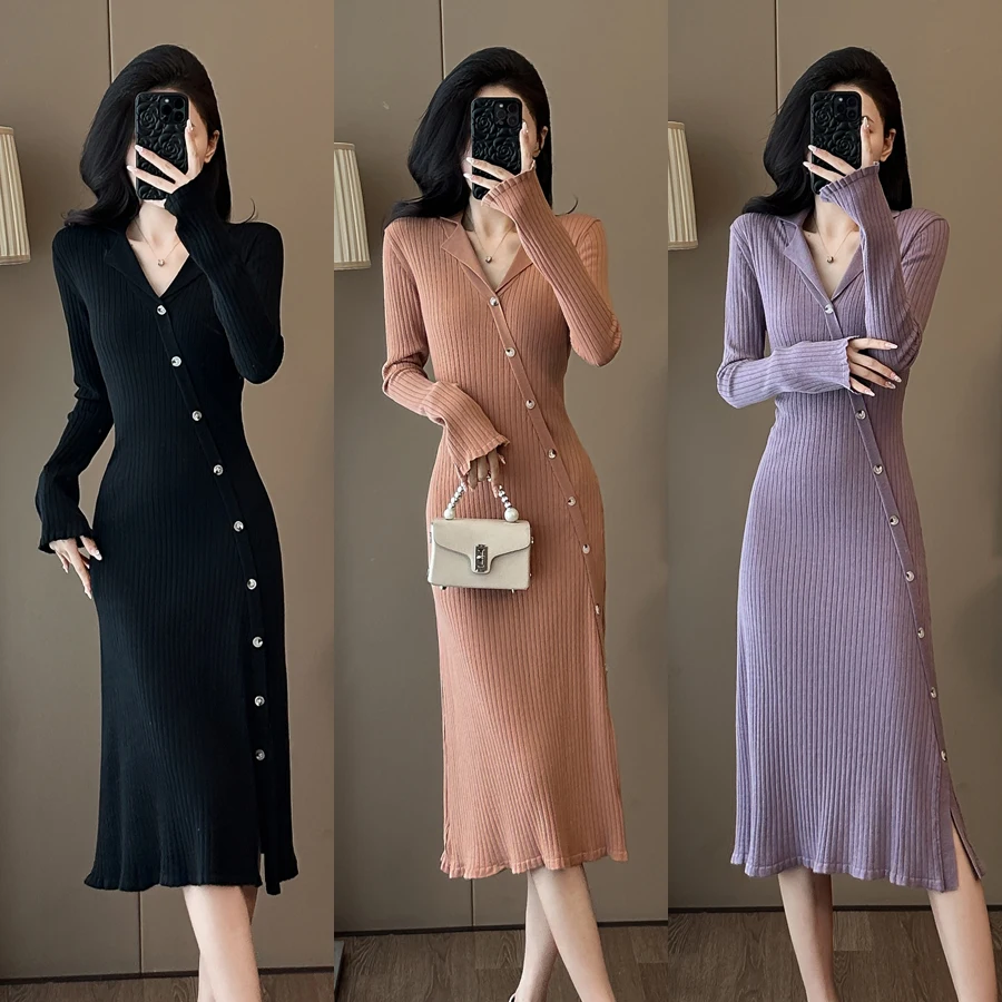 Французский осенне-зимний вязаный свитер женский офисный корейский модный с