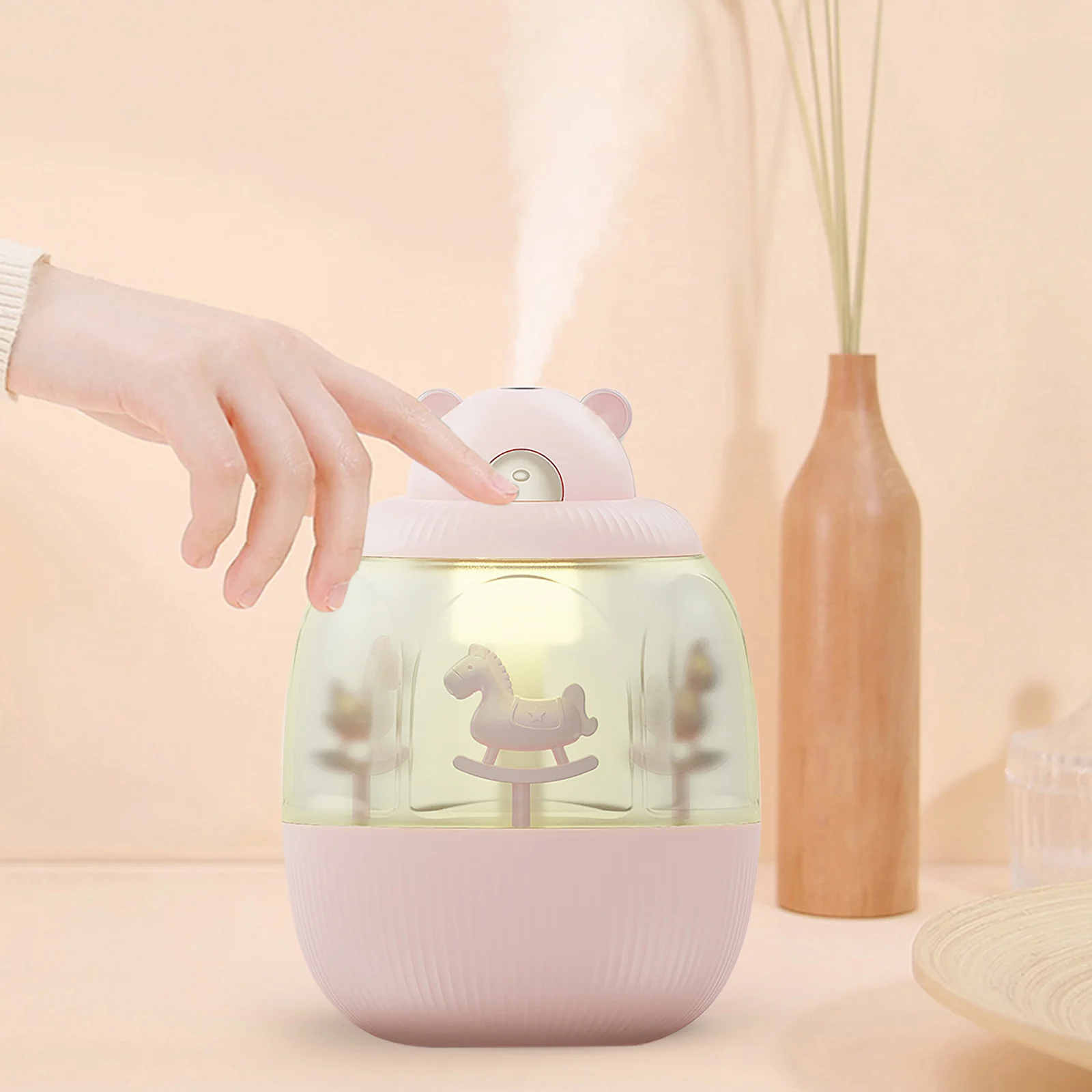 

Electric LED Carousel Air Humidifier Foggy Mist Maker Aroma Purifier Home Office Dormitory Single Sprayer Supplies Tool