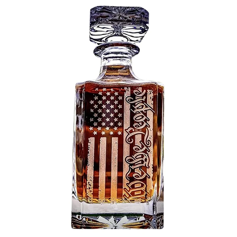 Whiskey Decanter Red Wine Decanter Engraved We The People American Flag Glass Material for Liquor Whisky Bourbon Drop shipping