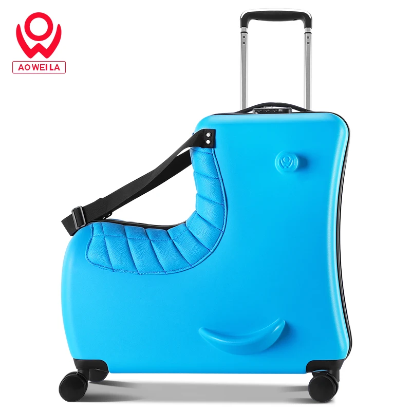 AOWEILA Kids Suitcase on wheels Cushion Travel Luggage Ride on Suitcase for Child Fit for 3-12 years old  24 Inch