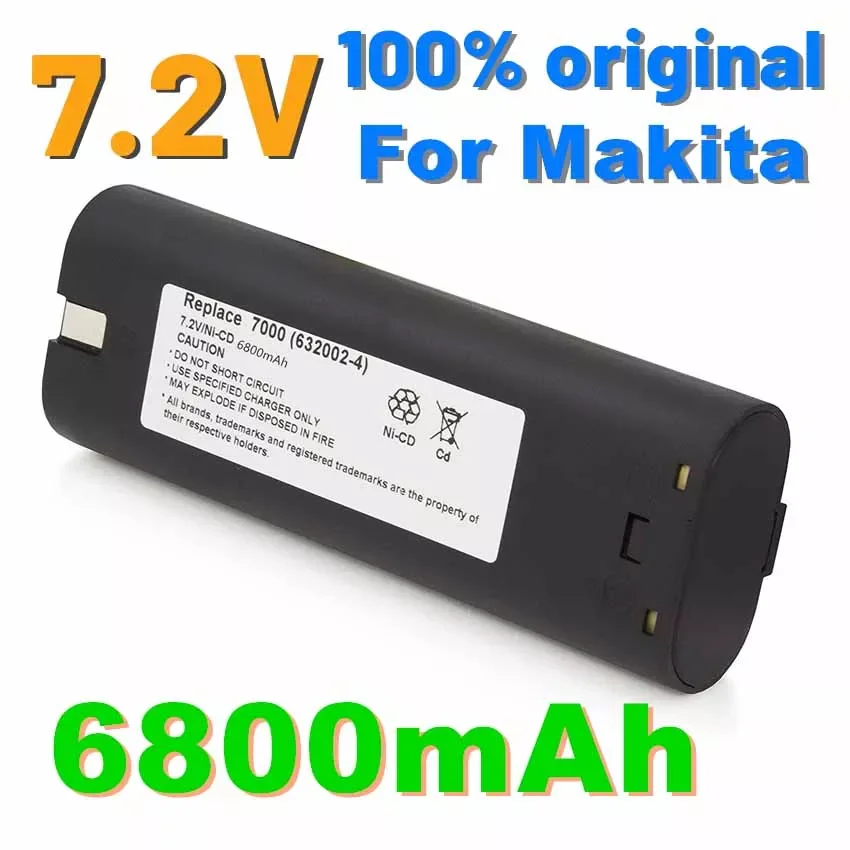 

NEW2023 7.2V 6800mAh Ni-MH Replacement Battery For Makita 7000 7002 7033 191679-9 192532-2 192695-4 632002-4 632003-2 7.2V Batte