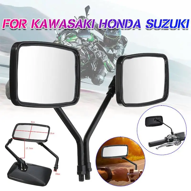 

1 Pair Black 10MM Universal Motorcycle Rear View Mirrors Thread Black Rectangle Rearview Side Mirrors For Motorcycle Scooter ATV