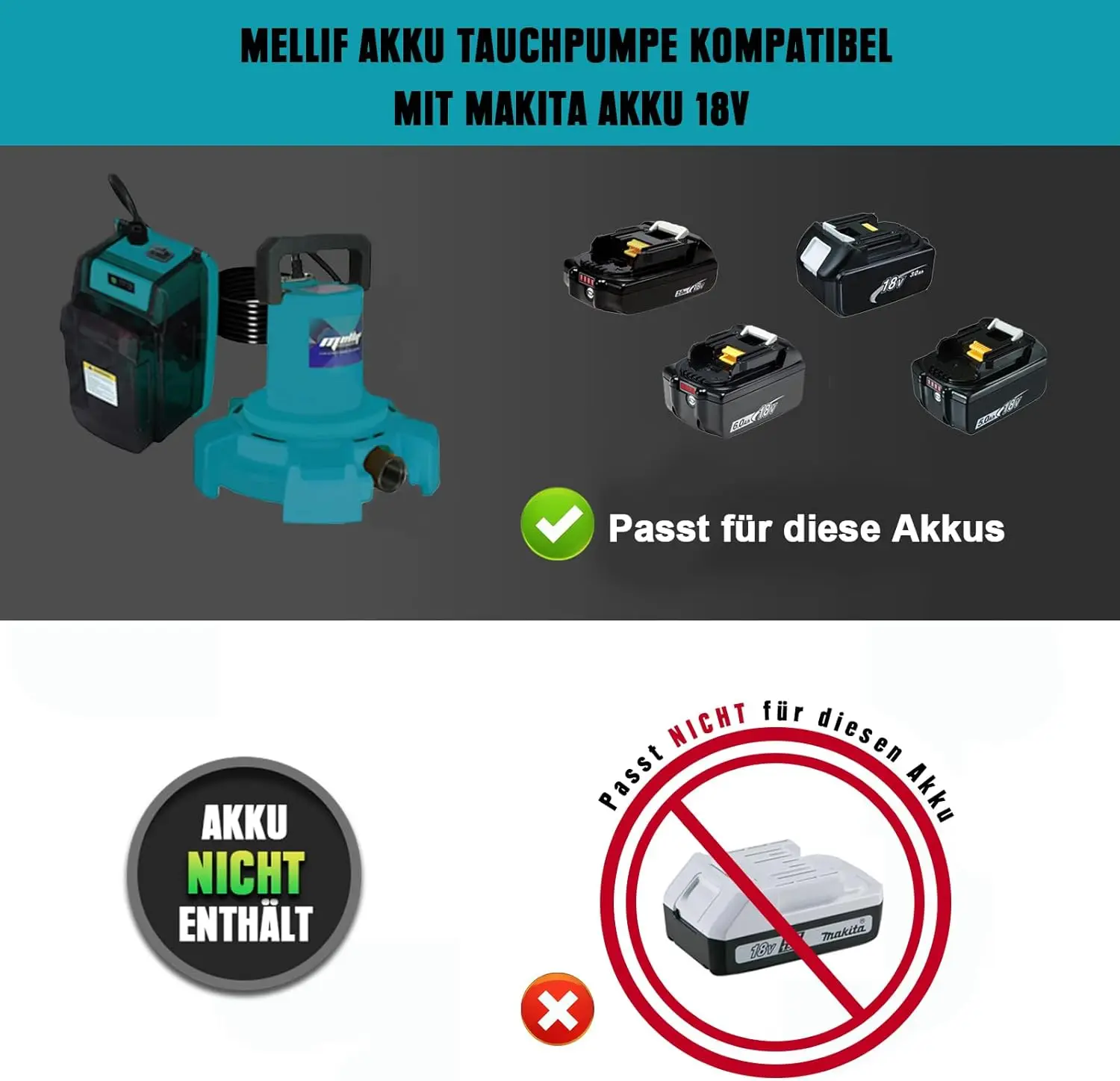 Беспроводной погружной насос для аккумулятора Makita 18 В электрический грязной