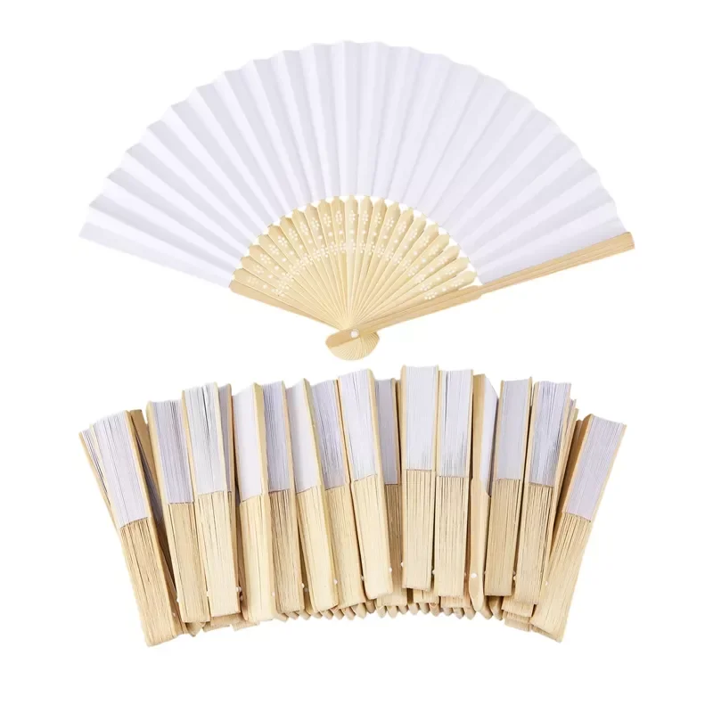 

50 / 30pcs hand-painted foldable paper fan portable party wedding supplies hand fan gift decoration personalized wedding fans