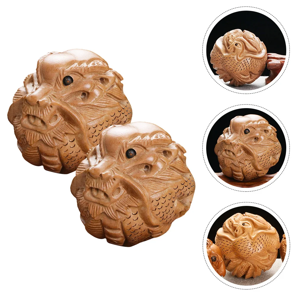 

2Pcs Wooden Balls Wooden Handball Hand Exercise Balls Hand Rolling Balls