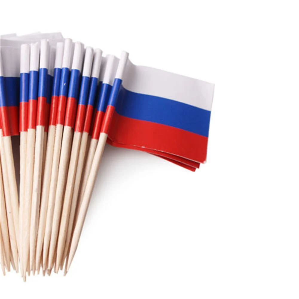 

Мини-зубочистки деревянные с флагом, 100 шт.
