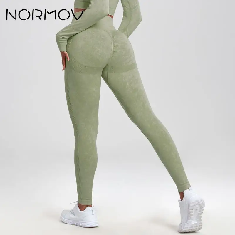 

NORMOV Wash Yoga Pants Seamless Sports Tights Woman High Waist Sport Woman Tights Raises Butt Leggings Woman Gym Peach Buttocks