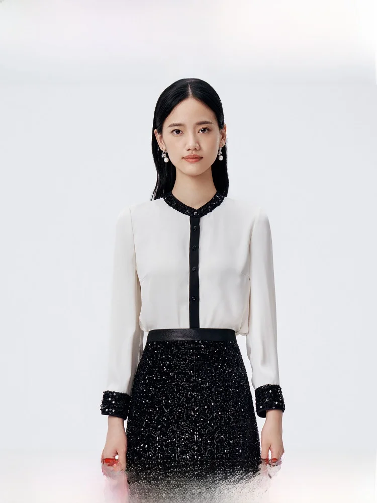 Zhao Yazhi Same Sle Buoubuou 2024 осенние новые французские элегантные блестящие атласные