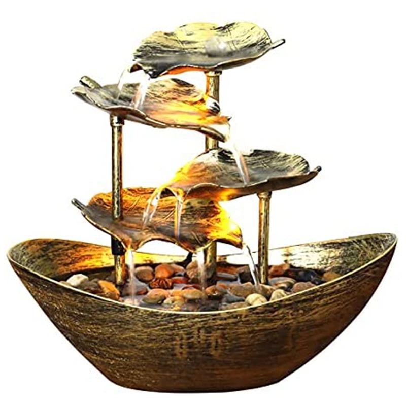 

Desktop Fountain Water Fountain with Warm Lights in the Interior Small Fountain Suitable for Home Office Relaxation