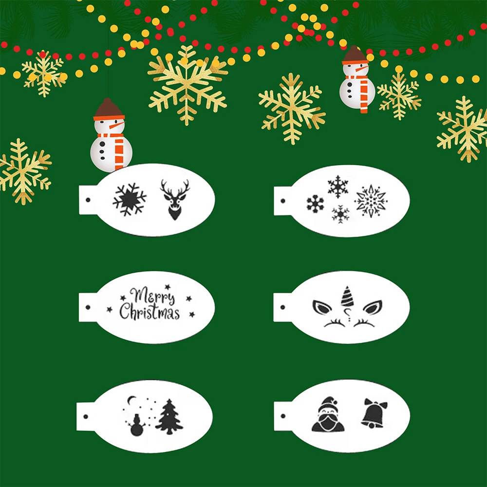 Bowitzki 6 шт. многоразовые трафареты для рисования лица боди-арта рождественской