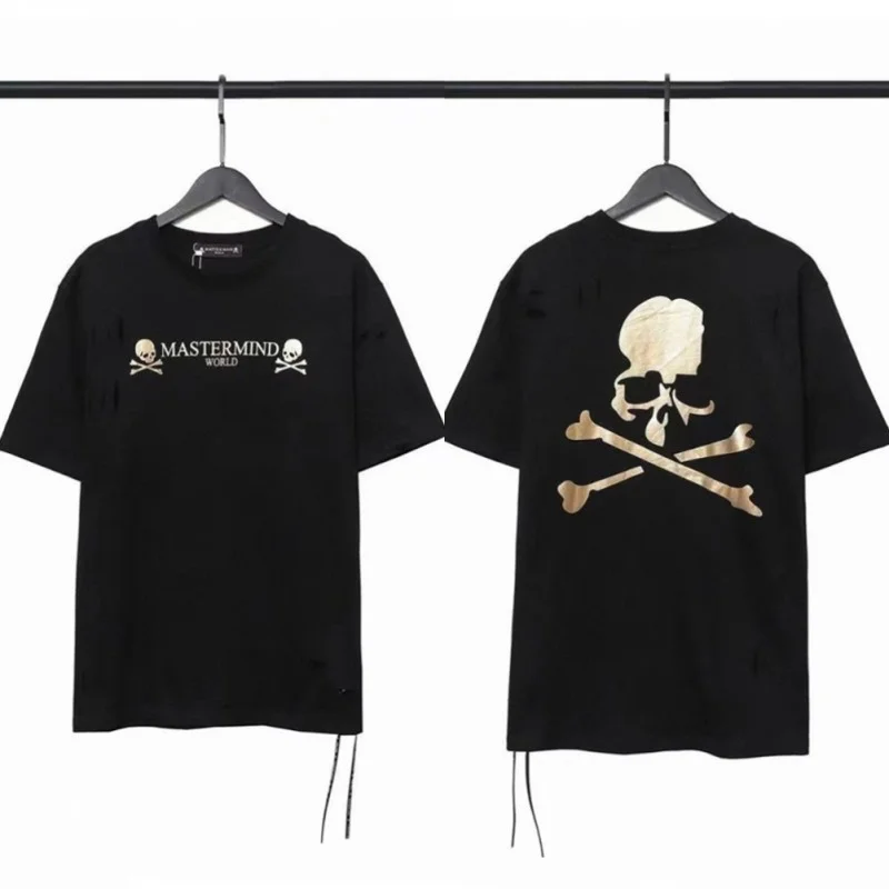 

Summer Bronzing T-shirt Mastermind Japan Tee Rainbow Ribbon Cleft Skull Mastermind Short Sleeve Men Women Oversize Tops