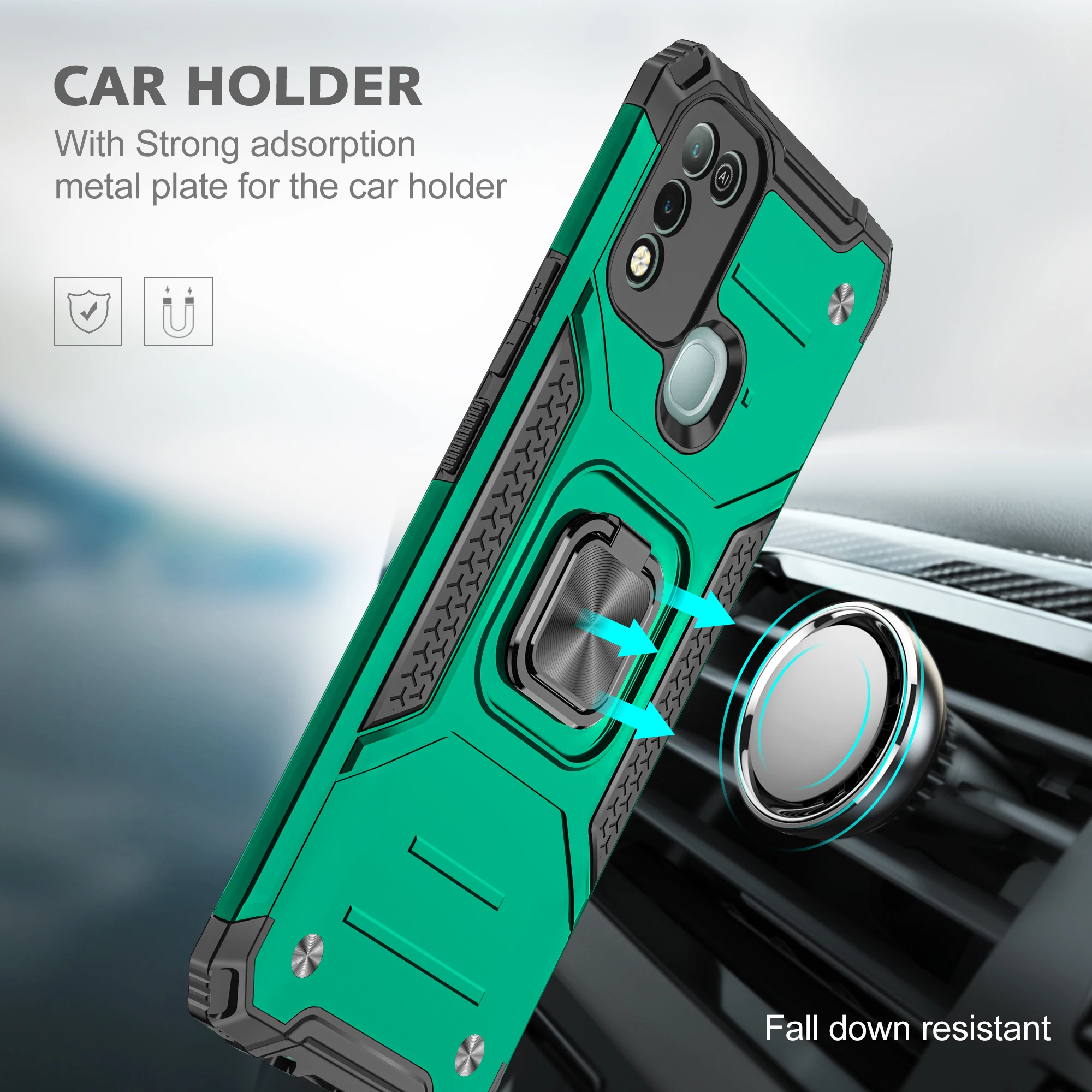 luxury shockproof armor phone case for infinix smart 4 hot 9 play note7 lite zero 8 hot 10 play car magnetic stand back cover free global shipping