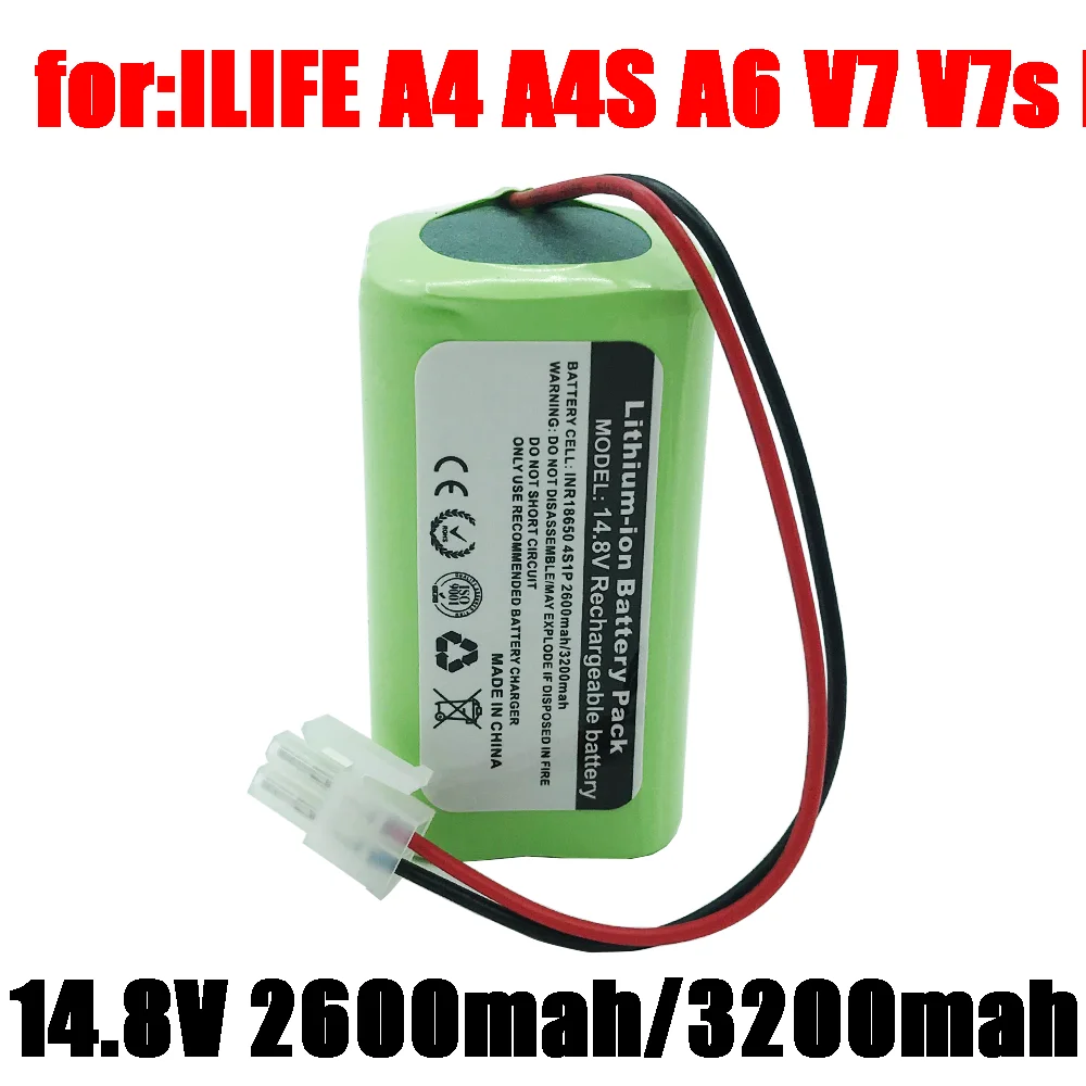 

14.8V 2600mAh 3200MAH Battery Pack Replacement For Llife A6 V7 V7S Pro Robotic Sweeper Robot Vacuum Cleaner High Quality