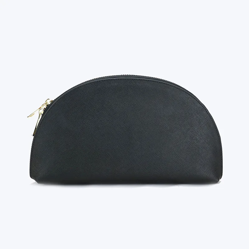 Модная универсальная кожаная косметичка в форме веера женская полукруглая сумка