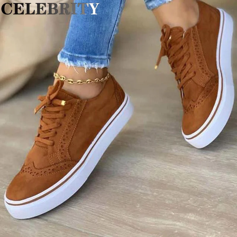 

Women Shoes Lace Up Ladies Flats Flock Female 2021 Spring Vulicanized Shoes Fashion Woman Sneakers Shallow New Fashion