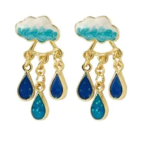 original cute cloud blue raindrop dangle earrings for women 2022 sweet white glaze rain charming drop earrings jewelry earings