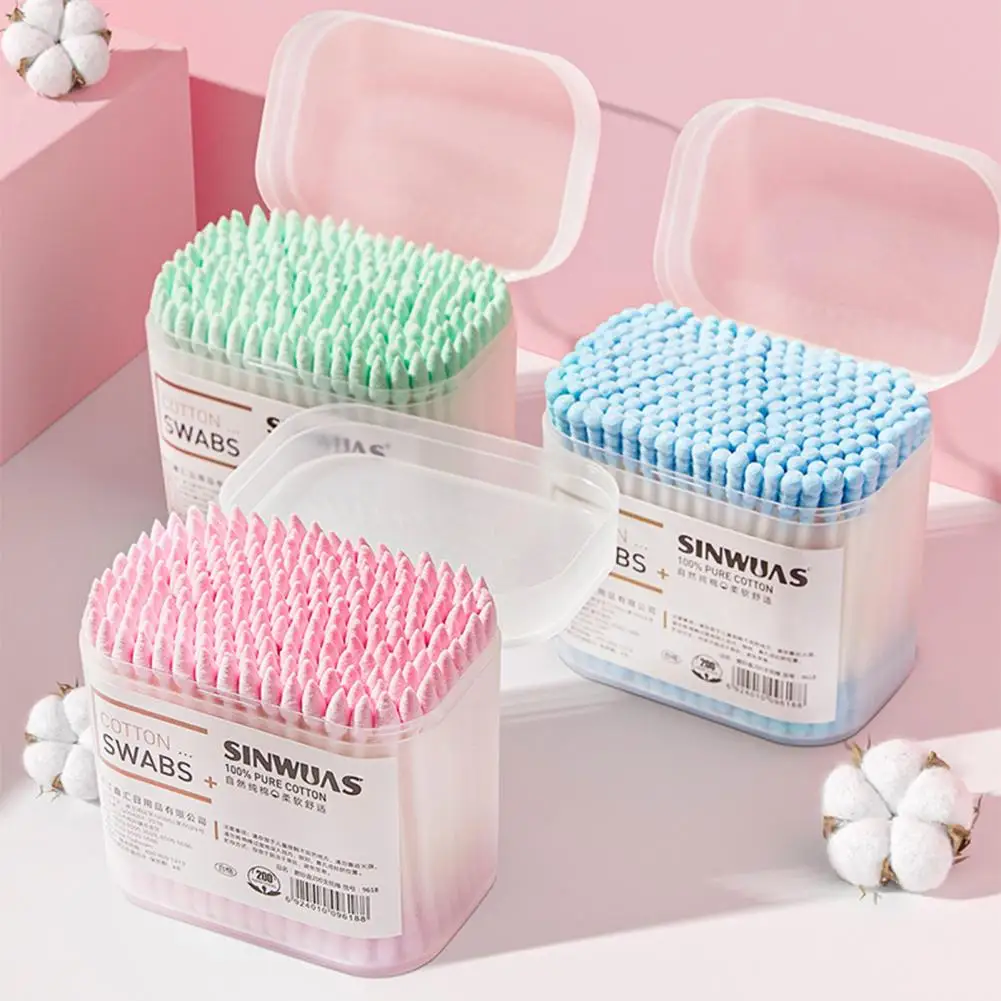 

200Pcs/300Pcs Cosmetic Swab Portable One-time Soft No Odor Cleaning Tools Wood Stick Round Pointed Head Makeup Swab