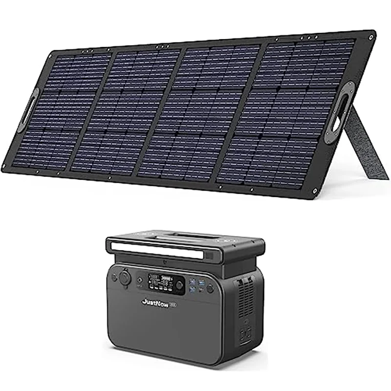 

Портативная электростанция JustNow 580 Вт с солнечной панелью 200 Вт источник питания с батареей LiFePo4 для кемпинга и автодома