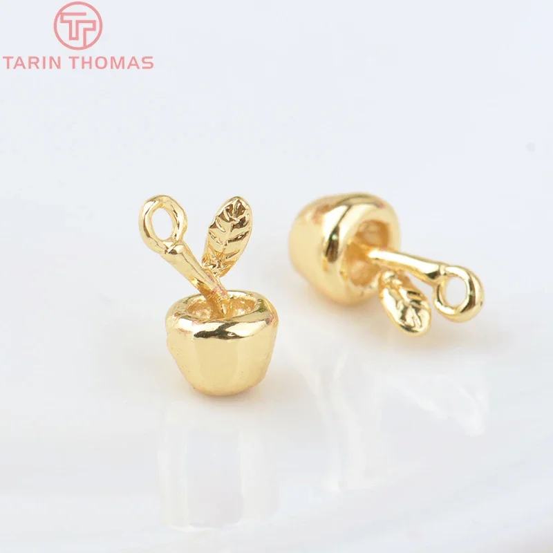 (1513) 10 шт. 7x13 мм отверстие 1 2 24 К золото цвет латунь яблоки подвески-подвески для