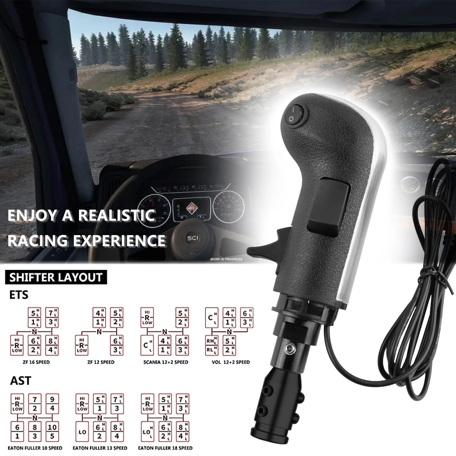 

Simulator Shift Knob EST2 USB Game 18 Gear Shifter Knob 3 Switch Replacement SKRS for Logitech G923 G29 G27 G25 TH8A