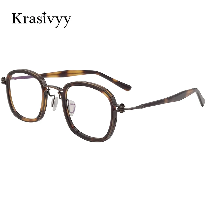 

Krasivyy 2022 New Luxury Titanium Glasses Frame Men Myopia Optical Prescription Eyeglasses Korean Acetate Square Brand Eyewear