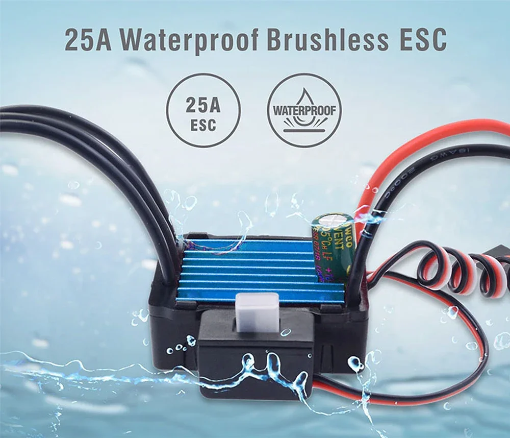 Фото Бесщеточный мотор SkyDElSURPASS HOBBY 2430 7200KV с регулятором скорости 25A ESC в комплекте для радиоуправляемых машин HSP HPI Tamiya 1/16 1/18 №3