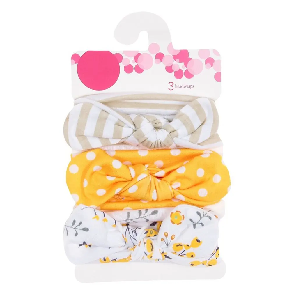 

3pcs/set Fashion Baby Cotton Bow Headband Newborn Soft Bowknot Headwrap Girls Kids Hair Bands Gift Set