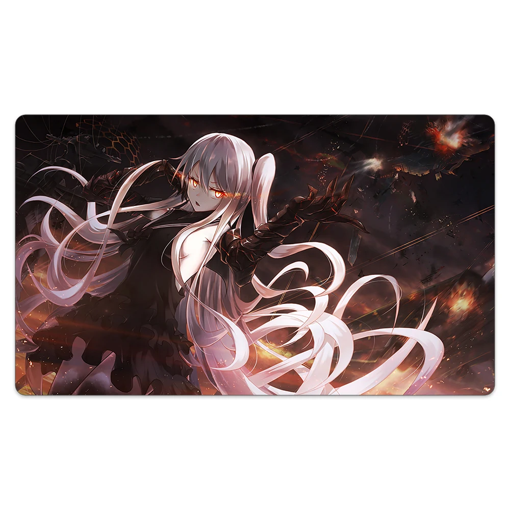 

Темный игровой коврик для девочек с аниме, нескользящий, с шумоподавлением, из натурального каучука, совместим с игровым ковриком для торговых карт + сумка для переноски на шнурке