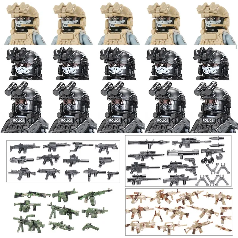 

Ghost Commando Special Forces Building Blocks Army Soldier Figures Military Weapon Gun Bricks Accessories Children's Toy D347