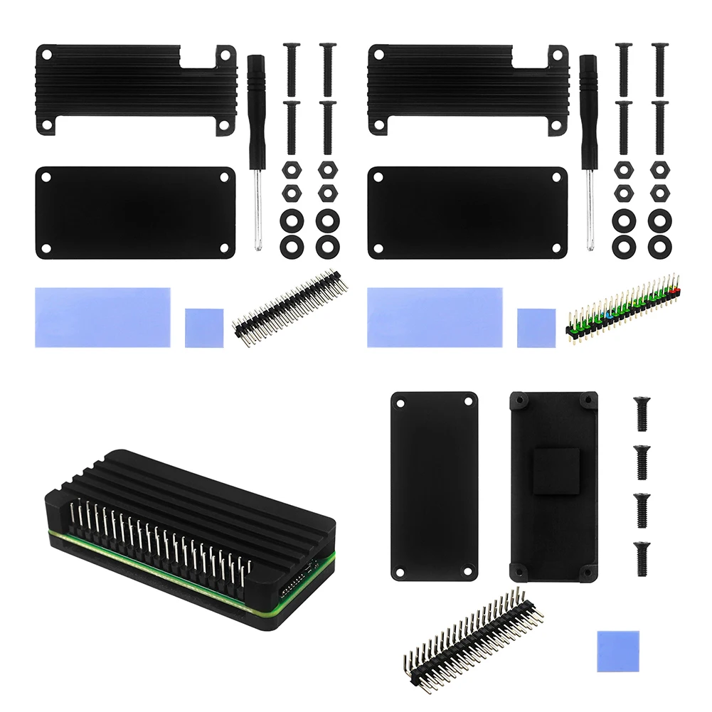 

Универсальный корпус из алюминиевого сплава для Raspberry Pi Zero / Pi Zero 2 Вт, защитный корпус, охлаждающий корпус с контактным разъемом