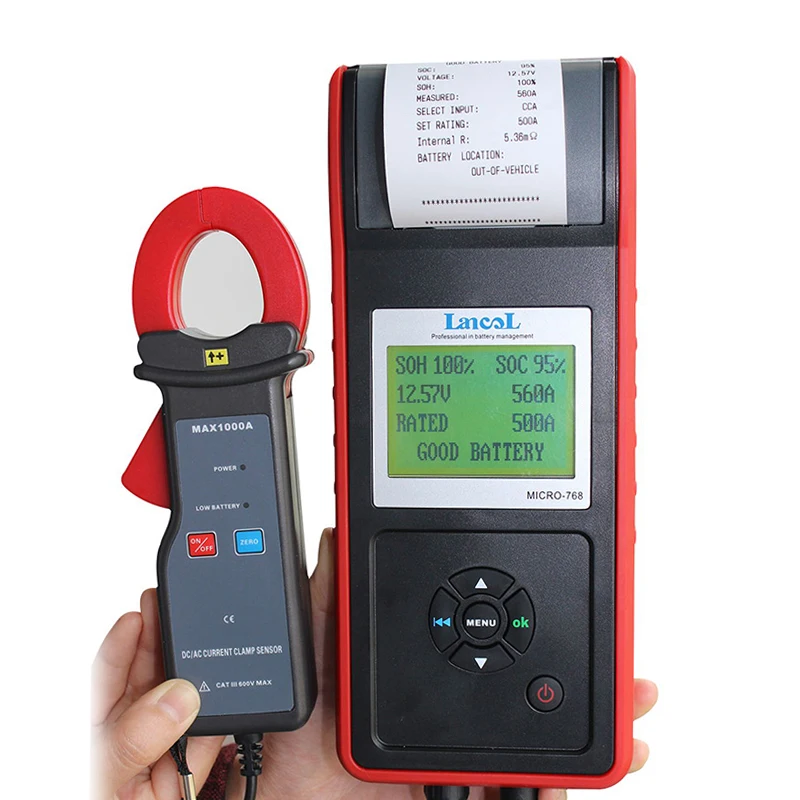 12V 24V digital battery capacity printer tester MICRO-768A with AMP Clamp