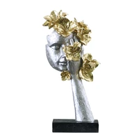 abstract human face golden flower butterfly resin sculpture figurines statue for nordic home livingroom decoration