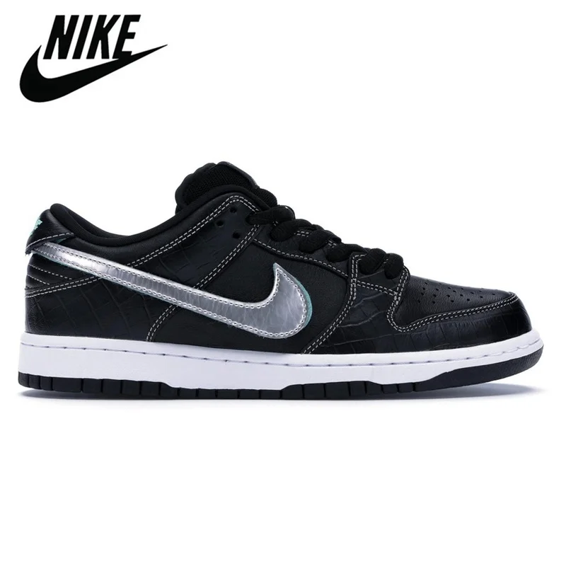 

Authentic Nike SB Dunk Low Black-Diamond Red Men's Women's Skateboarding Shoes Casual Sneakers Breathable Sport Trainers