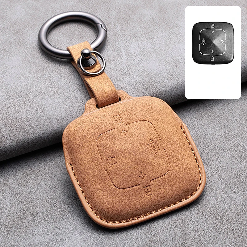 

Кожаный брелок для автомобильного дистанционного ключа с 4 кнопками, чехол для Zeekr 001X2021 2022 2023 для ZEEKR 001 009, брелок с полной защитой