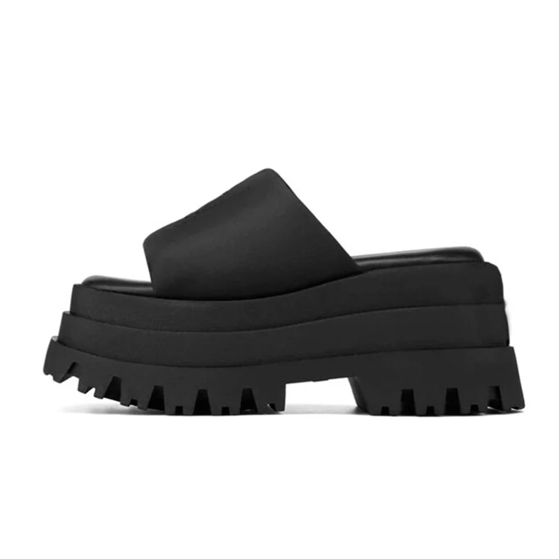 

Туфли женские на платформе и высоком массивном каблуке, Классические повседневные шлепанцы, сандалии с открытым носком, цвет черный/коричн...