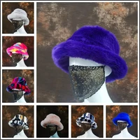 2022 fashion autumn winter women faux fur bucket hat thickened soft warm fishing cap outdoor vacation boy girls colourful hat