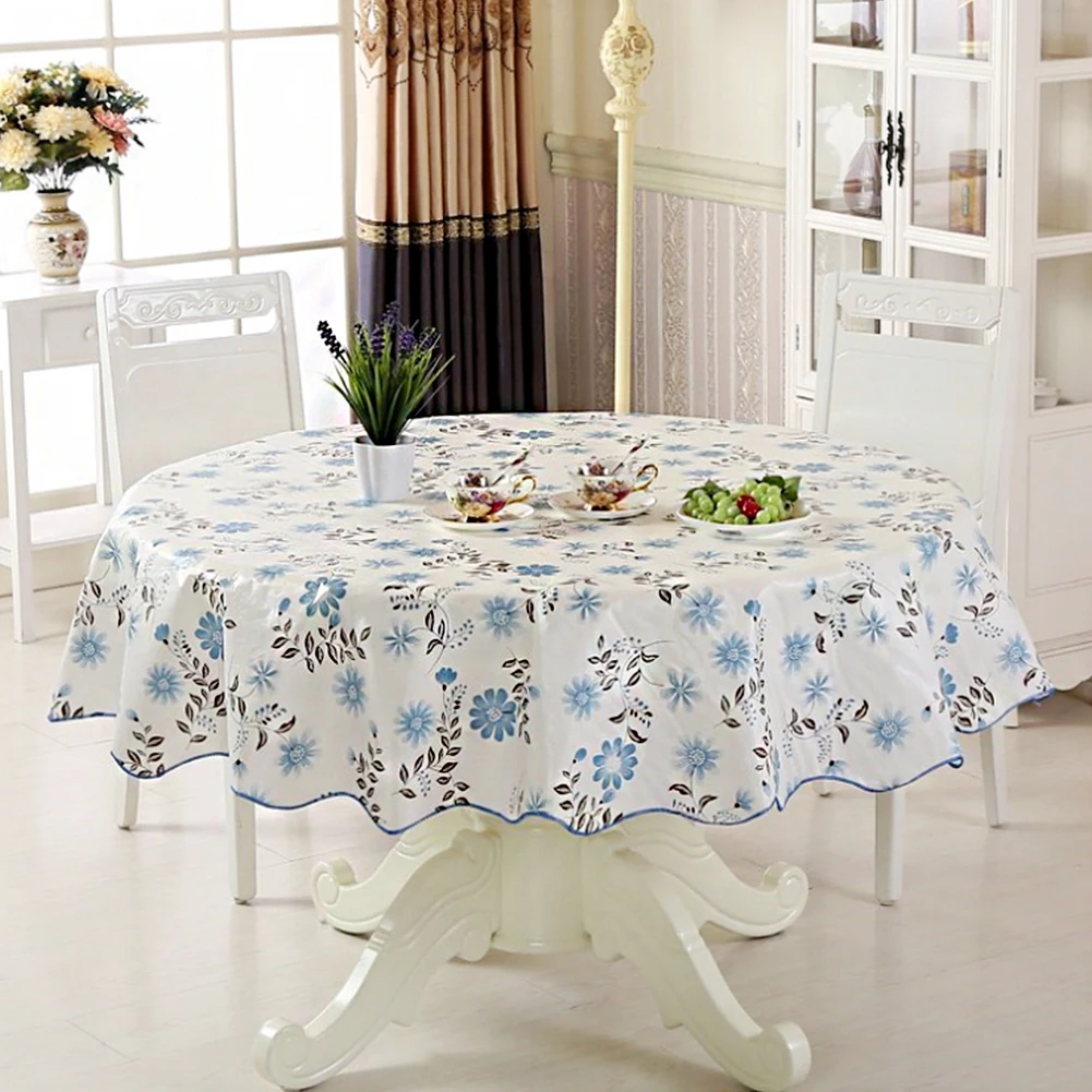 

150cm Countryside Style Kitchen Reusable Oil-proof Water Resistant Round Floral Decoration Table Cloth Cover Party Home Dining