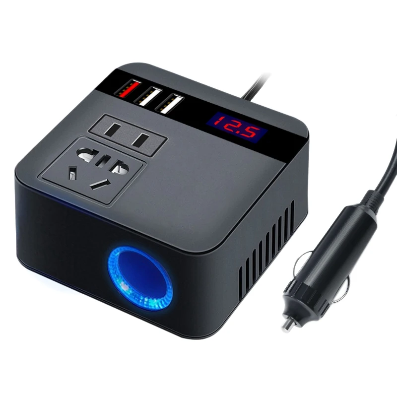 

300W Power Inverters 12V/24V Dc Inverter 3 USB Car Charge Battery Quick Charge Converter Accessories Black US Plug