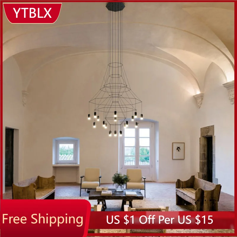 

Современный минималистичный Железный художественный подвесной светильник «сделай сам», многоточечный светодиодный подвесной светильник ...