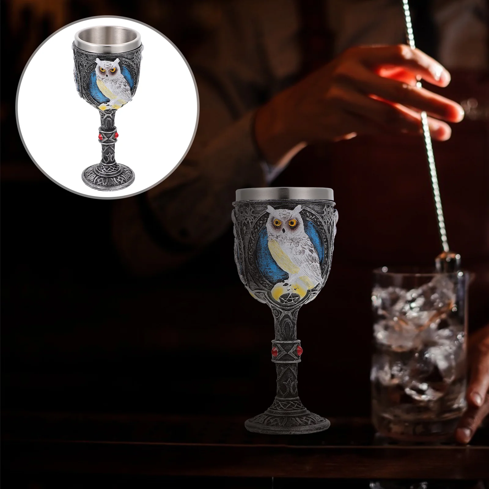 

Goblet Cup Medieval Glasses Chalice Drinking Vintage Champagne Owl Metal Shot Egyptian Gothic Red Tumbler Festival Goblets Beer