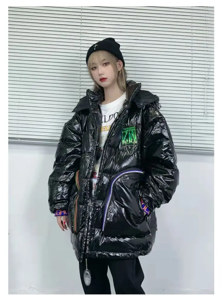 

Пуховик женский зимний шерстяной, оверсайз, с капюшоном, F2423