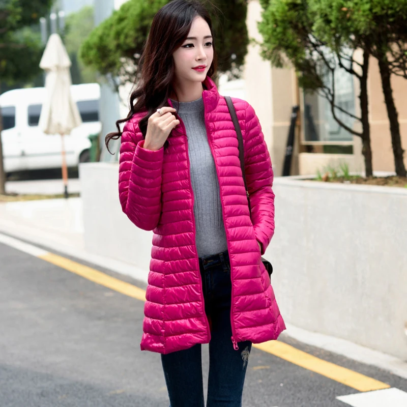 Women Winter Coat 2022 New Ultra Light Long Parkas Slim Duck Down Puffer Jackets Female Padded Down Coat Woman Portable Overcoat