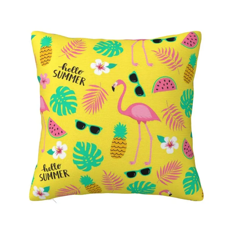 

Nordic Flamingos Leaves Sofa Cushion Cover Polyester Tropical Pineapple Pattern Pillow Case