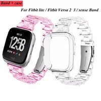 transparent band case for fitbit versa 3sense strap smart watch soft tpu protective cover for fitbit versa 2 versa lite