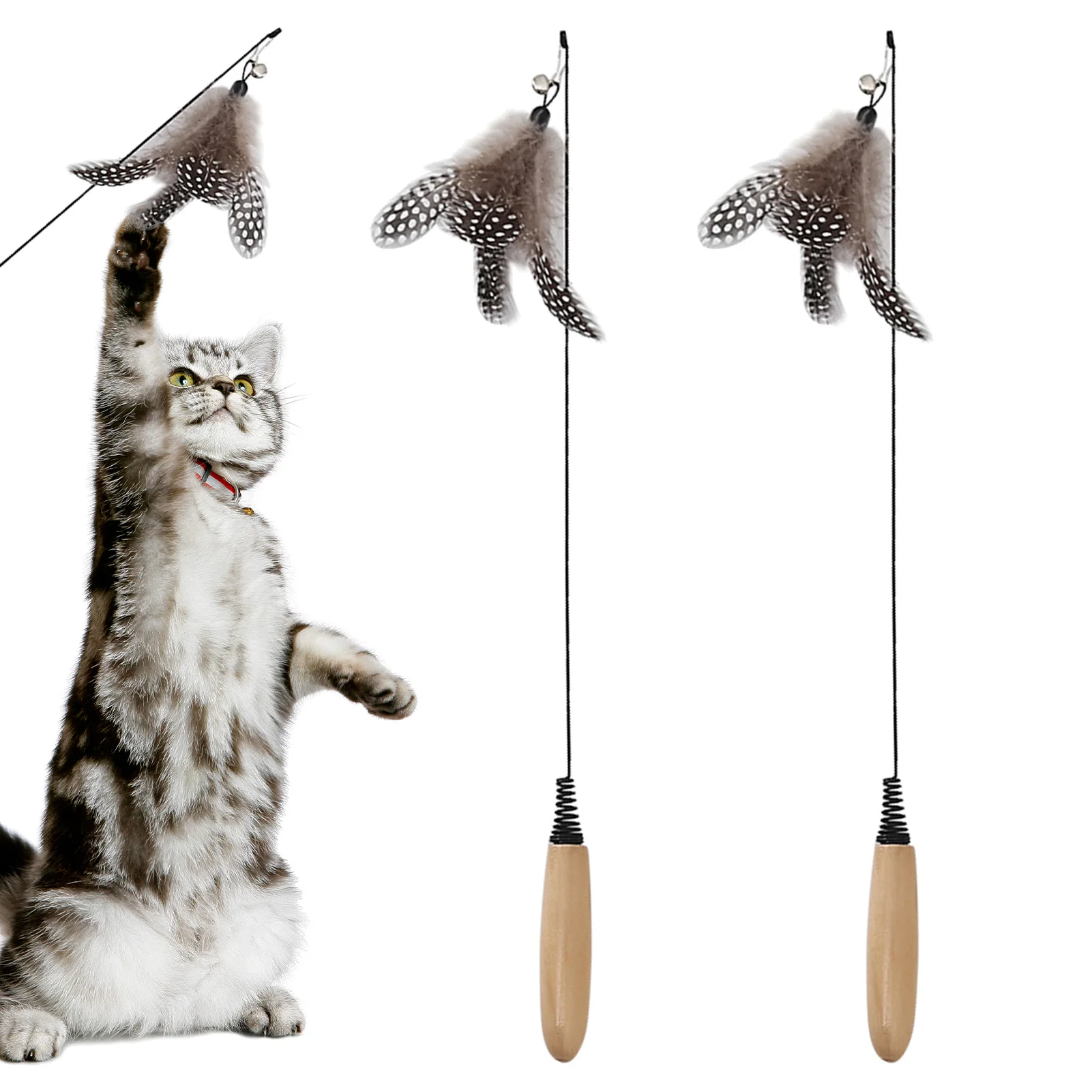 

Игрушки для кошек деревянная ручка из перьев палочка 2 шт. Съемная эластичная стальная проволока сменная для щенков кошек собак котят