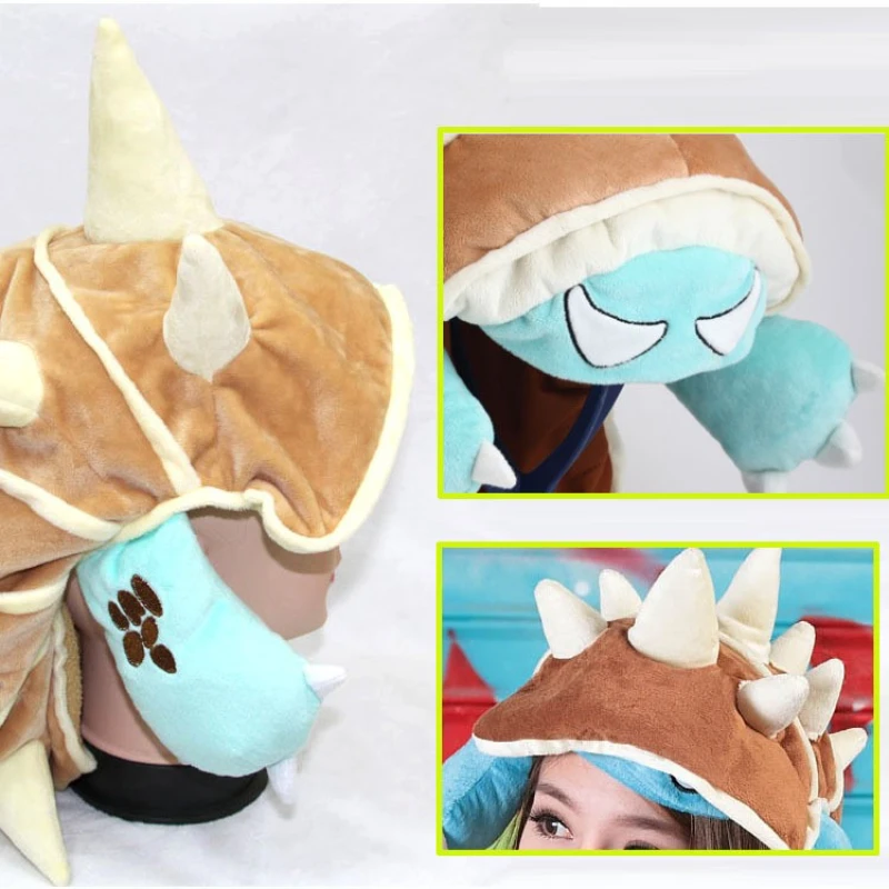 

Game LOL Teemo Cosplay Hat Rammus The Armordillo Cute Soft Plush Hat Cosplay Headwear Accessories Props