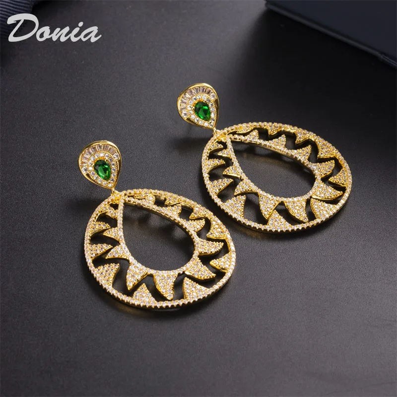

Donia Jewelry Fashion earrings new micro-inlaid AAA zircon long exaggerated earrings luxury wedding bridal accessories