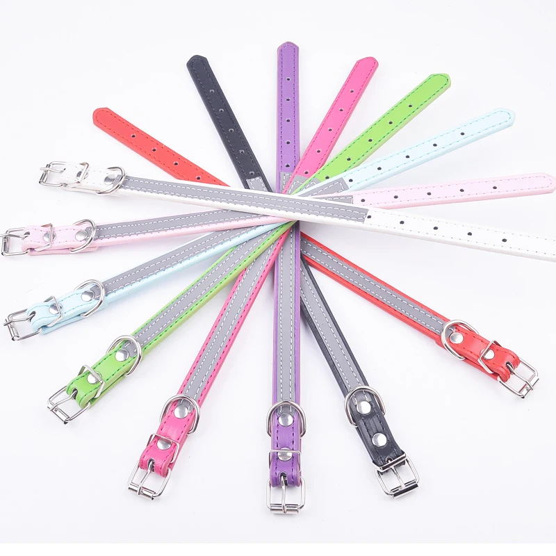 

Reflective Dog Collar Puppy Accessories Pink Black Red Pu Leather Collars for Small Dogs Chihuahua Yorkie Pet Supplies