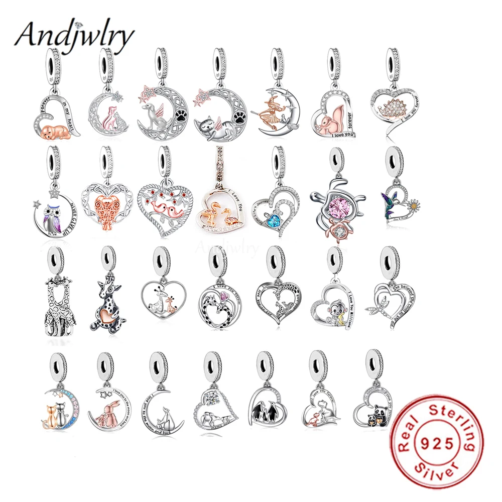 

Fit Bracelet Charms Silver 925 Original Animals Dog Cat Bird Family Pendant Dangle Charm Bracelet & Bangle Jewelry Berloque