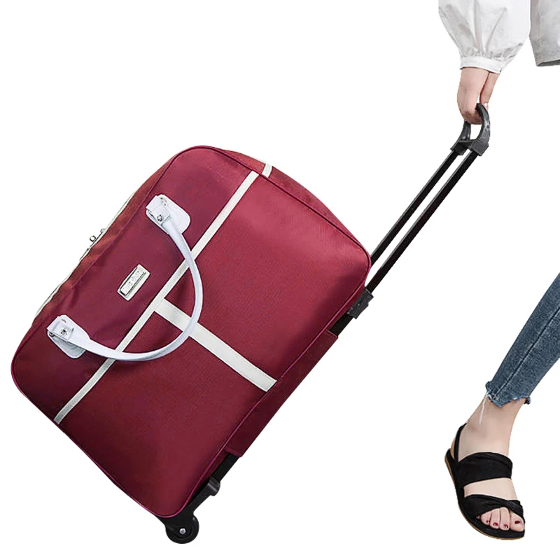 

Female Travel Luggage Bags Wheeled Duffle Trolley Bag Rolling Suitcase Women Men Traveler Bag With Wheel Carry-On Bag